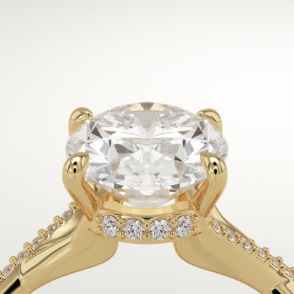 Oval Cut Twisted Pave Lab-Grown Diamond Engagement Ring
