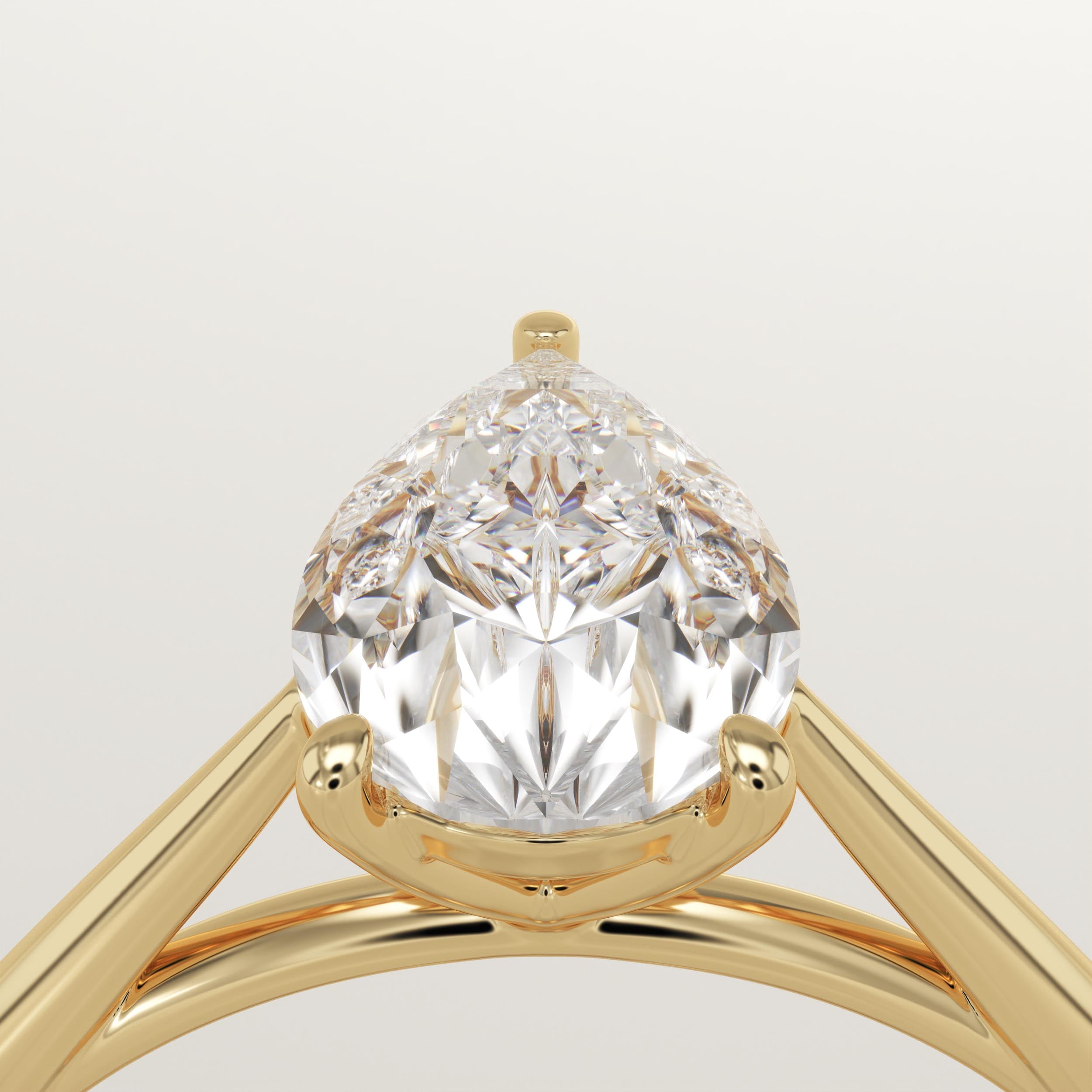 2.0 CT Pear Cut Solitaire Lab-Grown Diamond Engagement Ring