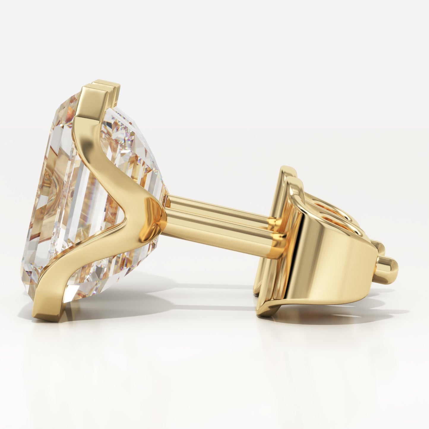1 TCW Emerald Half Bezel Lab-Grown Diamond Stud Earrings