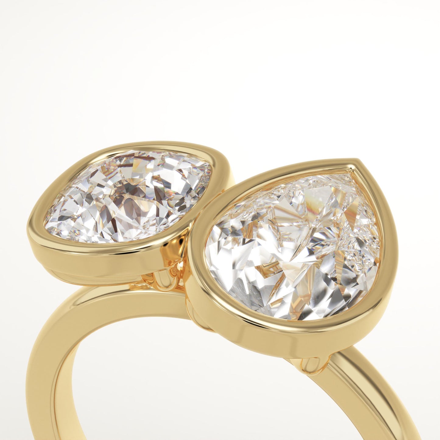 3.5 TCW Cushion & Pear Cut Toi Et Moi Lab-Grown Diamond Engagement Ring