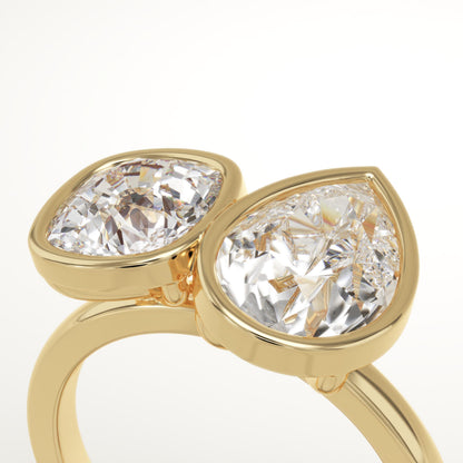 3.5 TCW Cushion & Pear Cut Toi Et Moi Lab-Grown Diamond Engagement Ring
