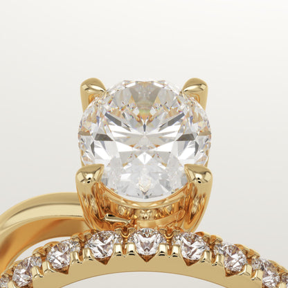 Oval Cut Pave Lab-Grown Diamond Engagement Ring