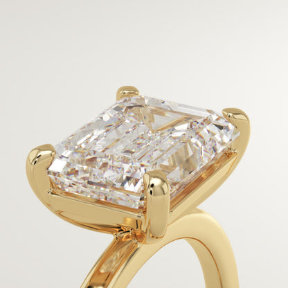 East-West Emerald Cut Solitaire Lab-Grown Diamond Engagement Ring
