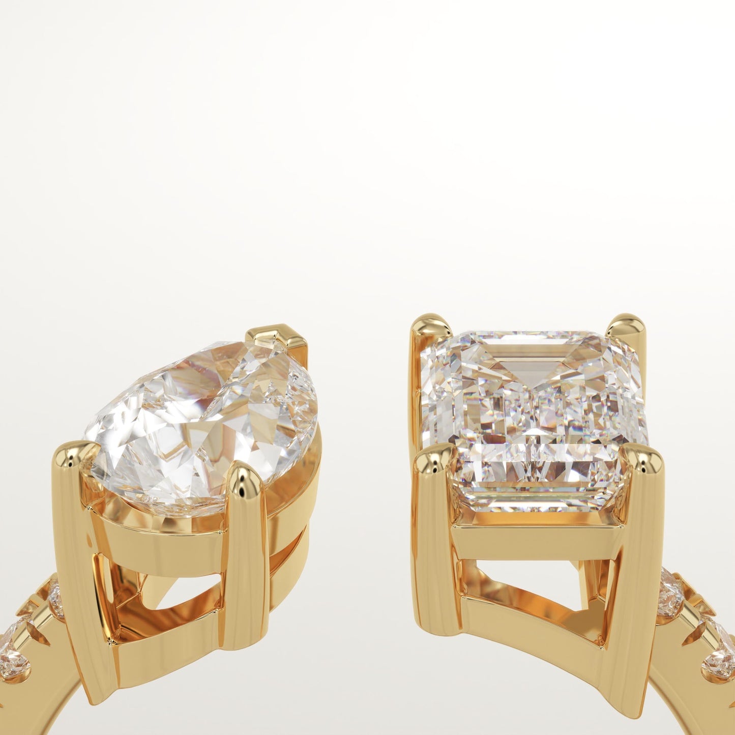 1.75 TCW Pear & Emerald Cut Toi Et Moi Pave Lab-Grown Diamond Engagement Ring