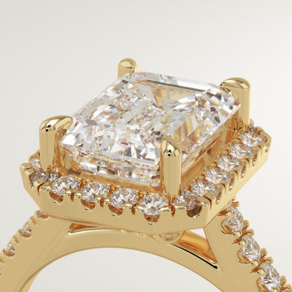 Emerald Cut Halo & Pave Cathedral Lab-Grown Diamond Engagement Ring