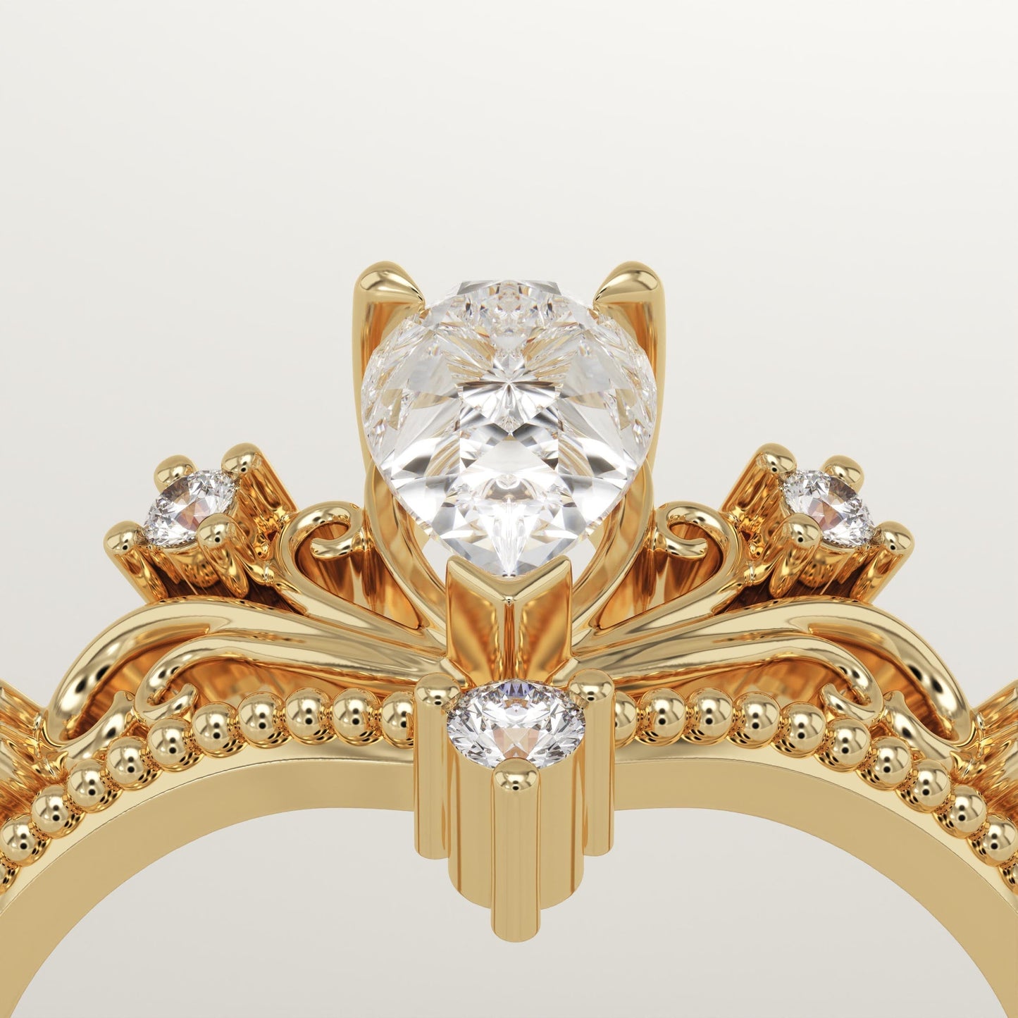 Pear Cut Art Deco Lab-Grown Diamond Engagement Ring