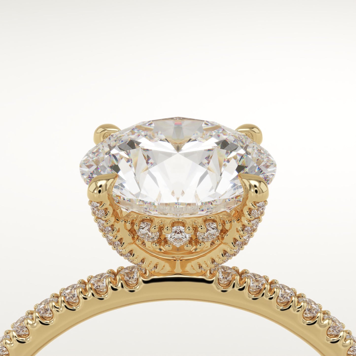 Round Cut Hidden Halo & Pave Lab-Grown Diamond Engagement Ring