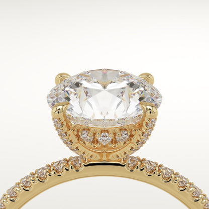 Round Cut Hidden Halo & Pave Lab-Grown Diamond Engagement Ring