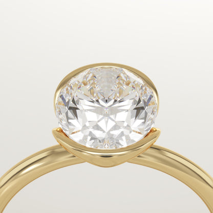 Oval Cut Half Bezel Lab-Grown Diamond Engagement Ring