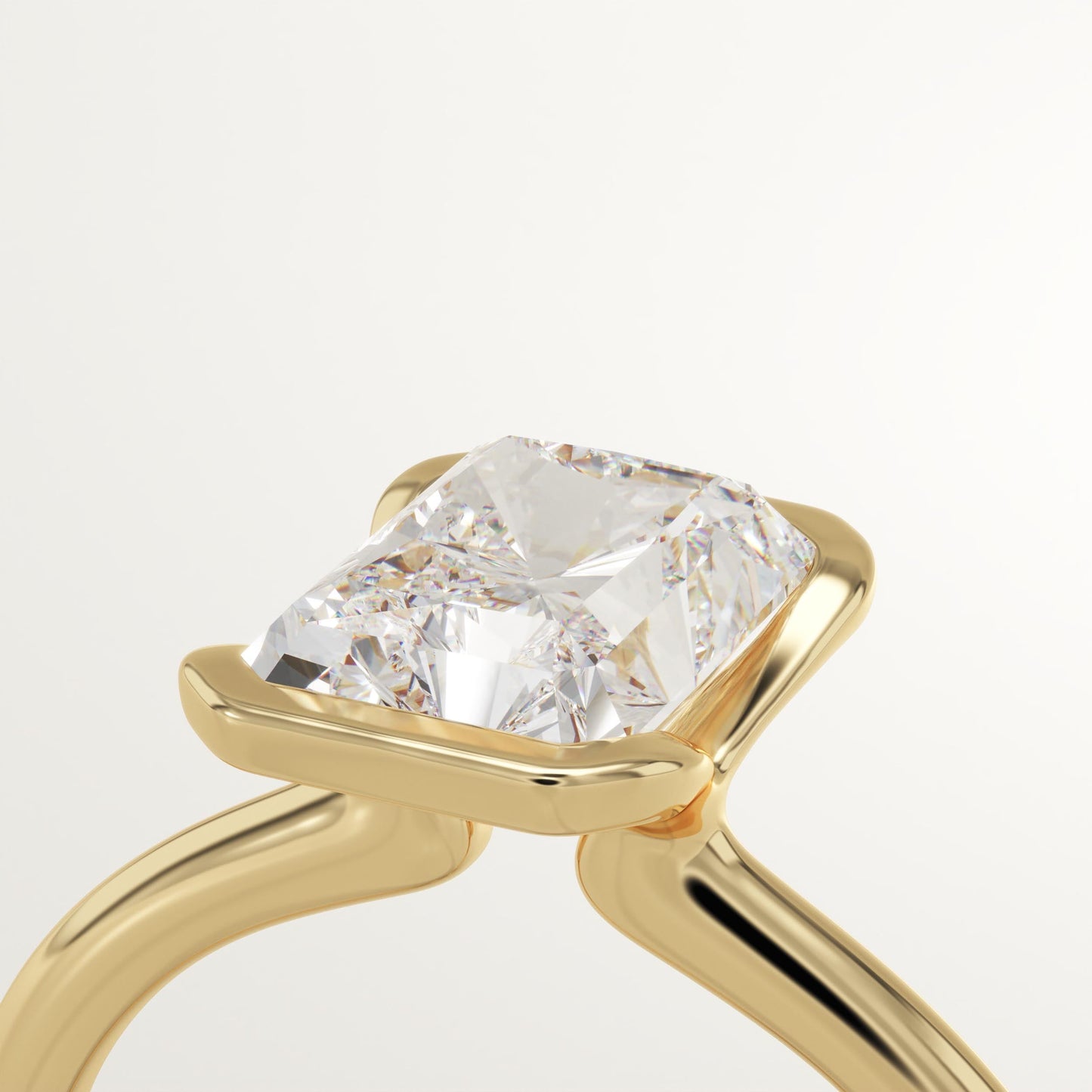 2 CT Radiant Cut Half Bezel Moissanite Engagement Ring