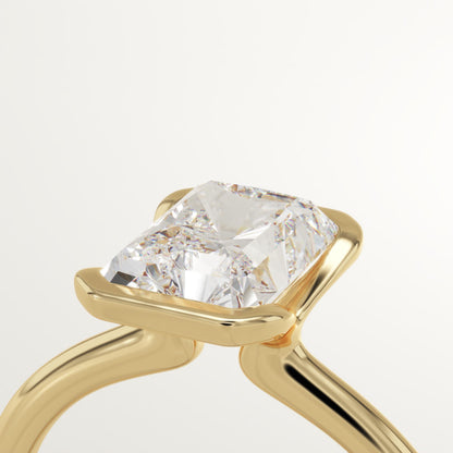 2 CT Radiant Cut Half Bezel Moissanite Engagement Ring
