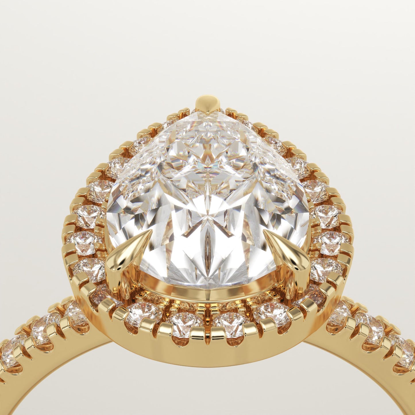 Pear Cut Halo & Pave Lab-Grown Diamond Engagement Ring
