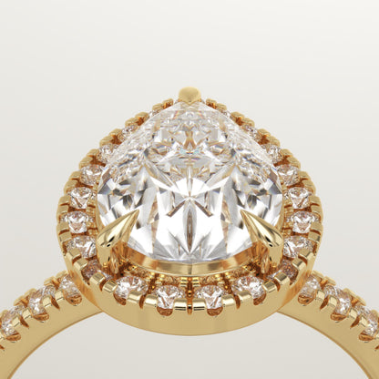 Pear Cut Halo & Pave Lab-Grown Diamond Engagement Ring