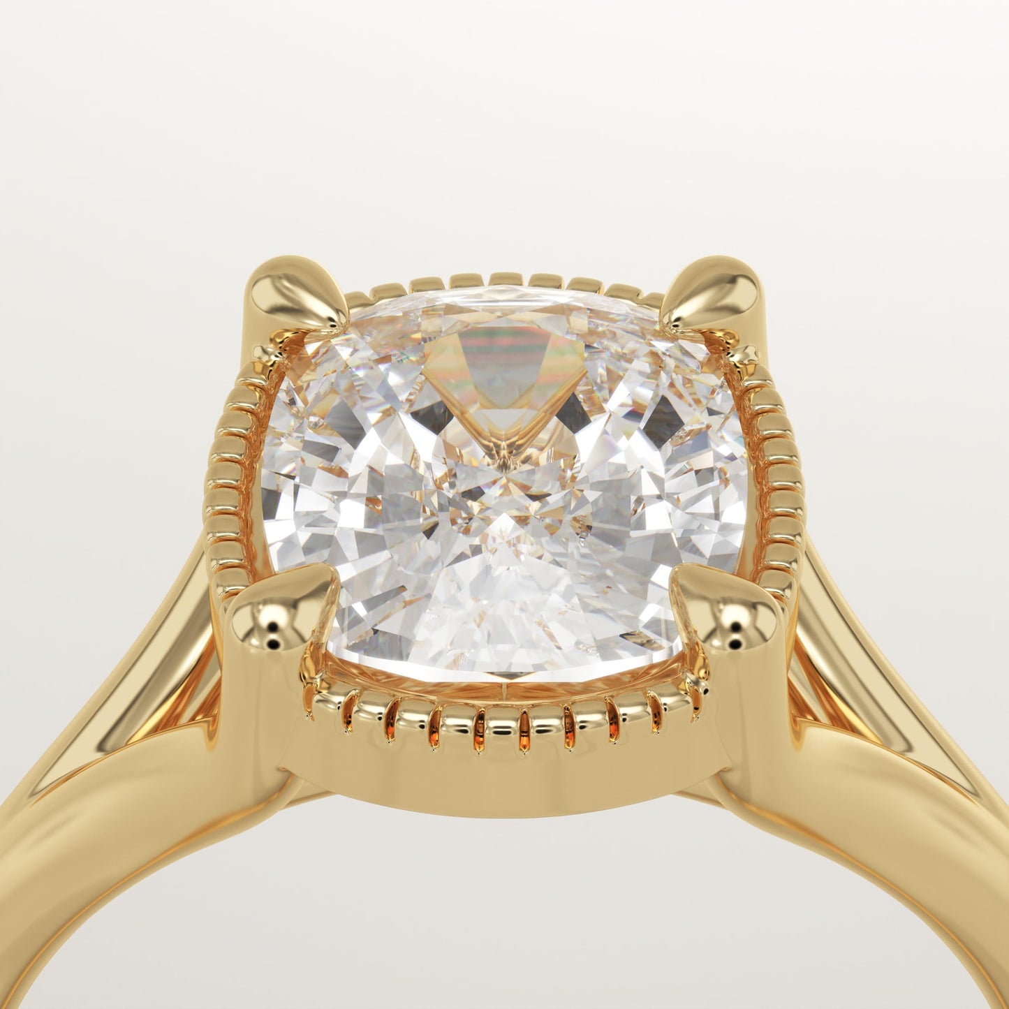 Elongated Cushion Cut Split Shank Lab-Grown Diamond Engagement Ring