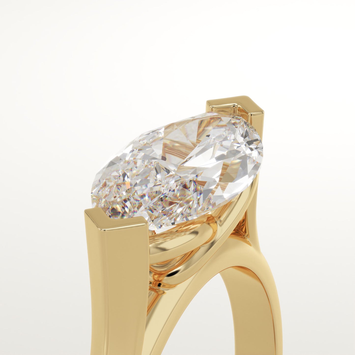 1.98 CT East West Marquise Cut Moissanite Solitaire Engagement Ring (US Size 8.25 Ready To Ship)
