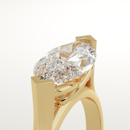 1.98 CT East West Marquise Cut Moissanite Solitaire Engagement Ring (US Size 8.25 Ready To Ship)