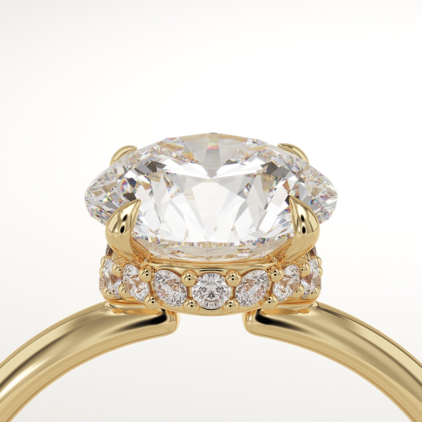 Round Cut Hidden Halo Lab-Grown Diamond Engagement Ring