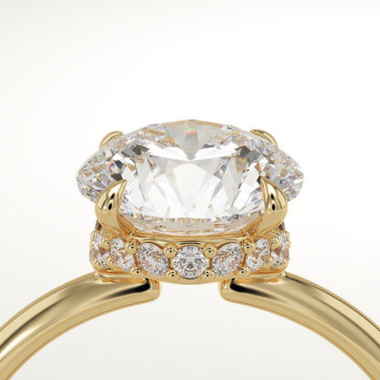 Round Cut Hidden Halo Lab-Grown Diamond Engagement Ring