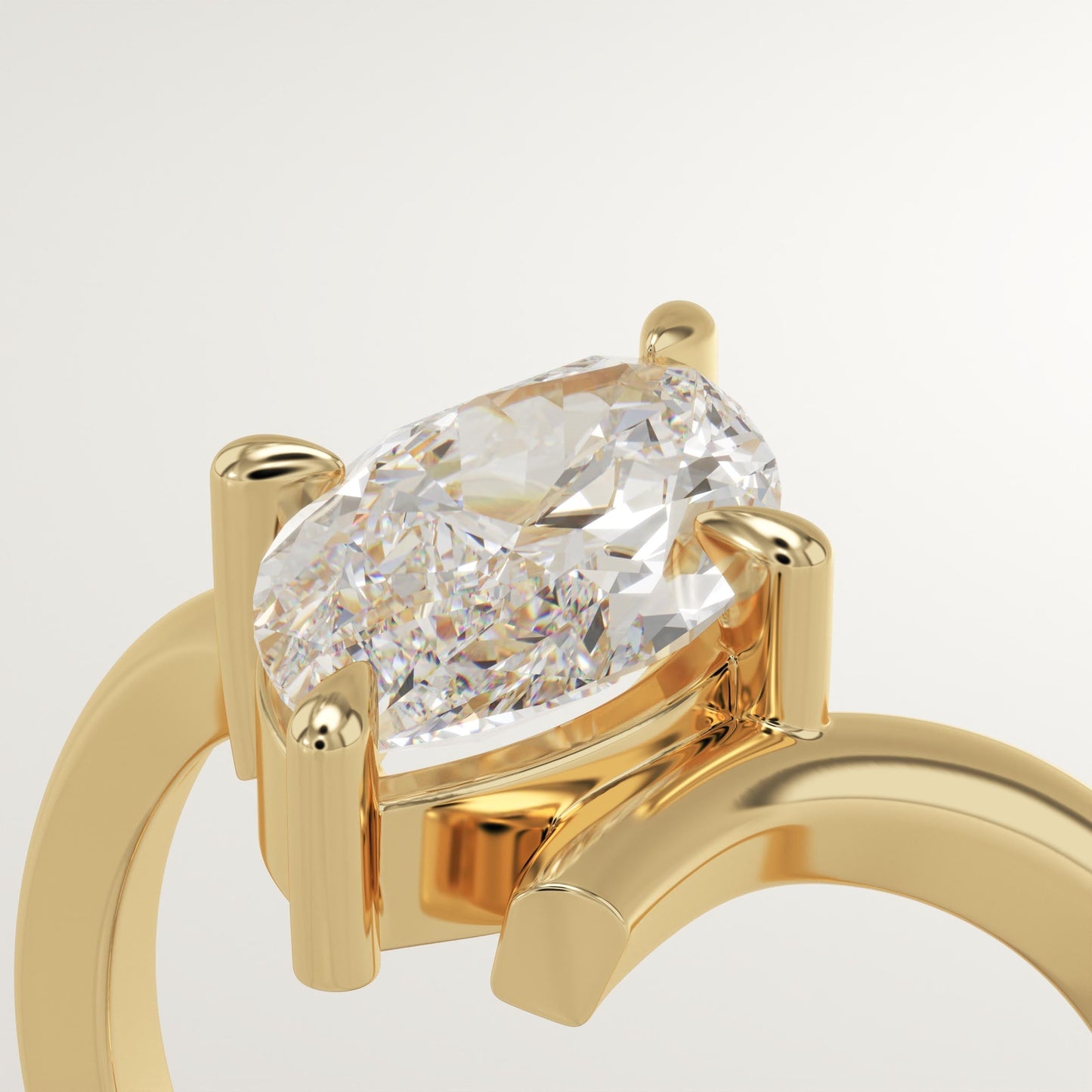 Marquise Cut V Shaped Solitaire Lab-Grown Diamond Engagement Ring