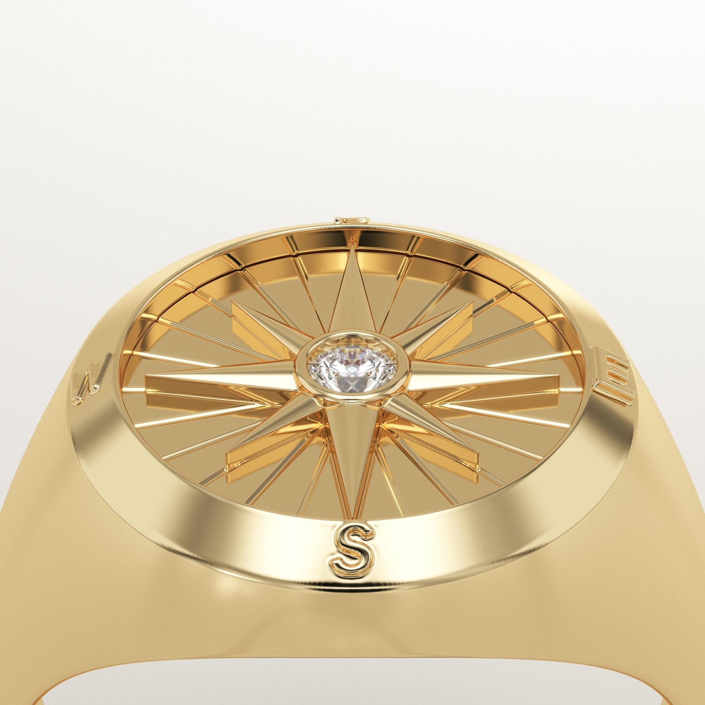 0.04 CT Round Lab-Grown Diamond Compass Wedding Band For Men