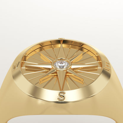 0.04 CT Round Lab-Grown Diamond Compass Wedding Band For Men