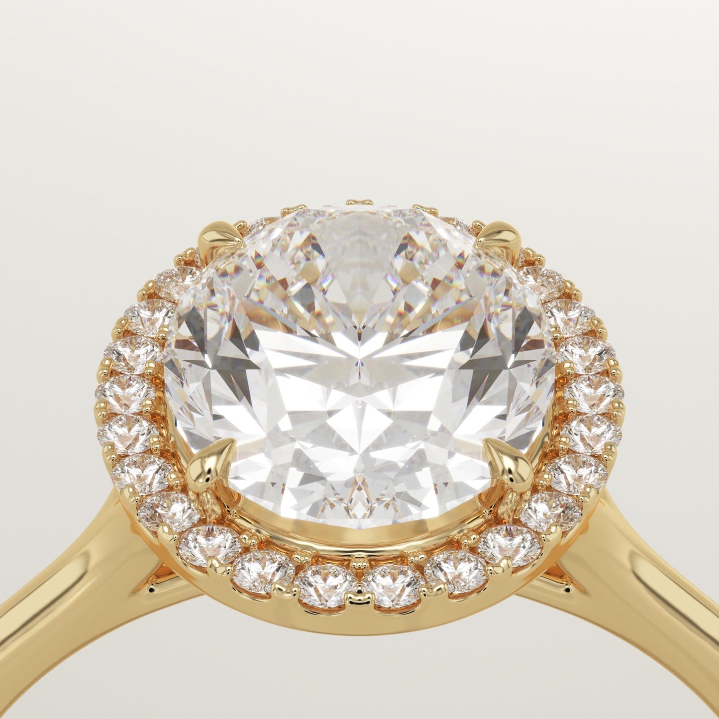 Oval Cut Halo Split Shank Lab-Grown Diamond Engagement Ring