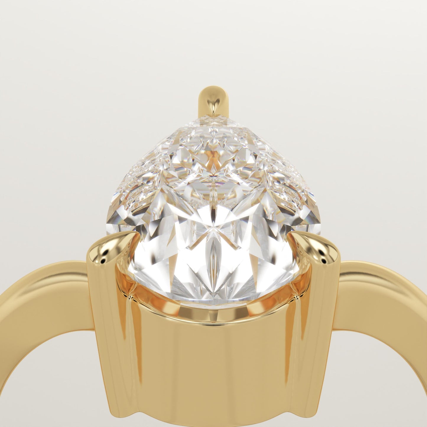 Pear Cut V Shaped Solitaire Lab-Grown Diamond Engagement Ring