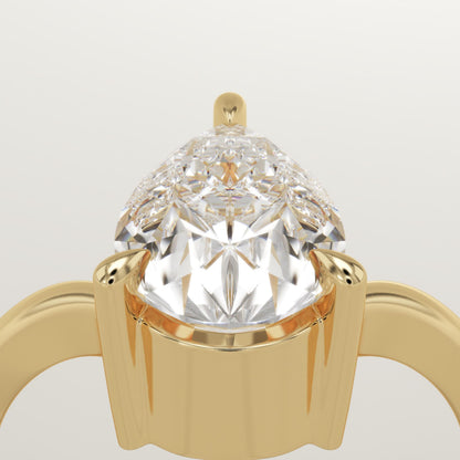 Pear Cut V Shaped Solitaire Lab-Grown Diamond Engagement Ring
