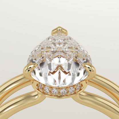 1.5 CT Pear Cut Double Shank Hidden Halo Moissanite Engagement Ring