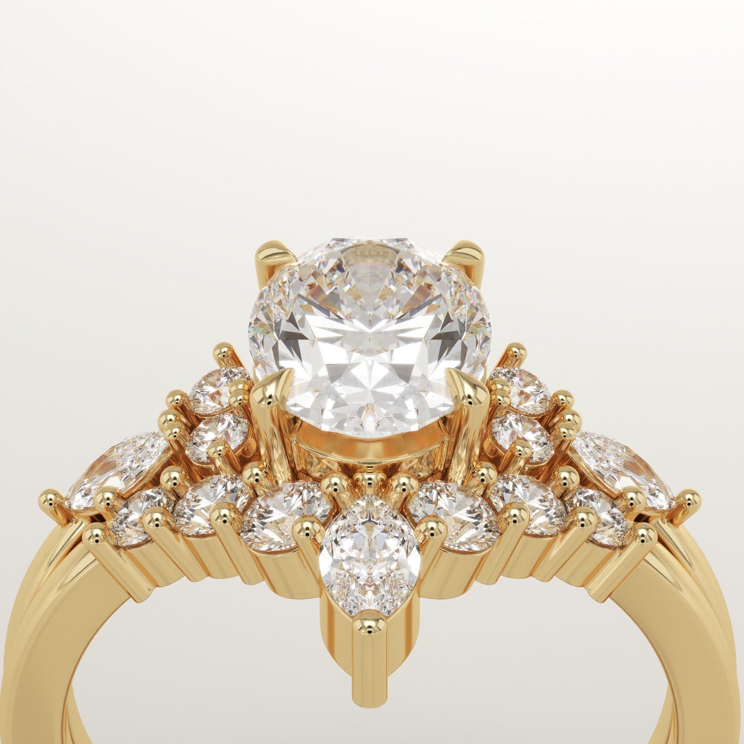 Oval Cut Cluster Lab-Grown Diamond Bridal Set