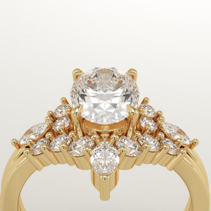 Oval Cut Cluster Lab-Grown Diamond Bridal Set