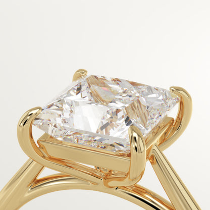 Princess Cut Solitaire Cathedral Lab-Grown Diamond Engagement Ring