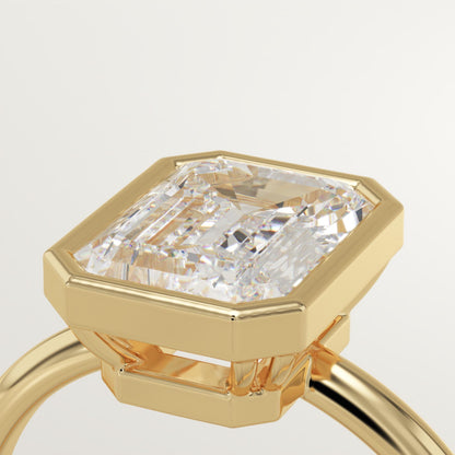 1.75 CT Emerald Cut Bezel Moissanite Engagement Ring