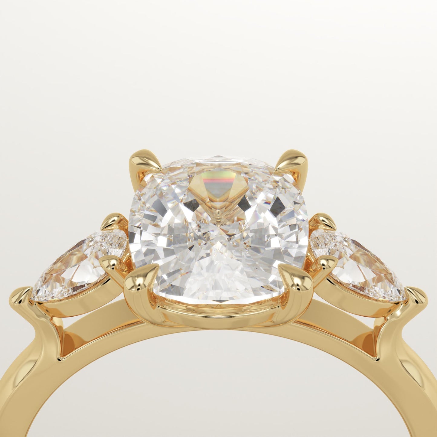 Elongated Cushion Cut Three stone Lab-Grown Diamond Engagement Ring