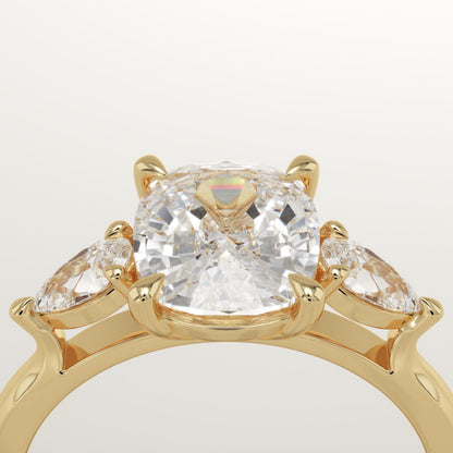 Elongated Cushion Cut Three stone Lab-Grown Diamond Engagement Ring