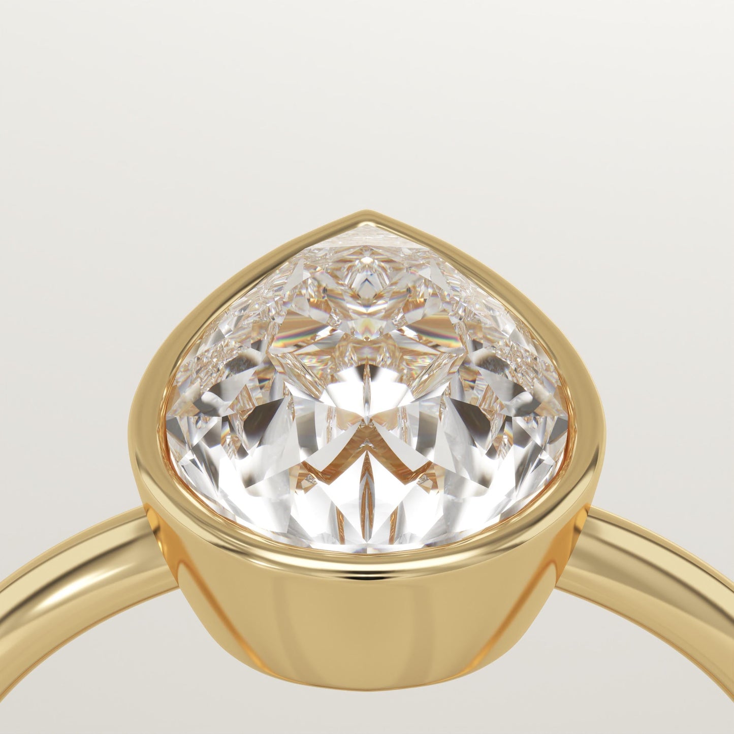 Pear Cut Bezel Lab-Grown Diamond Engagement Ring