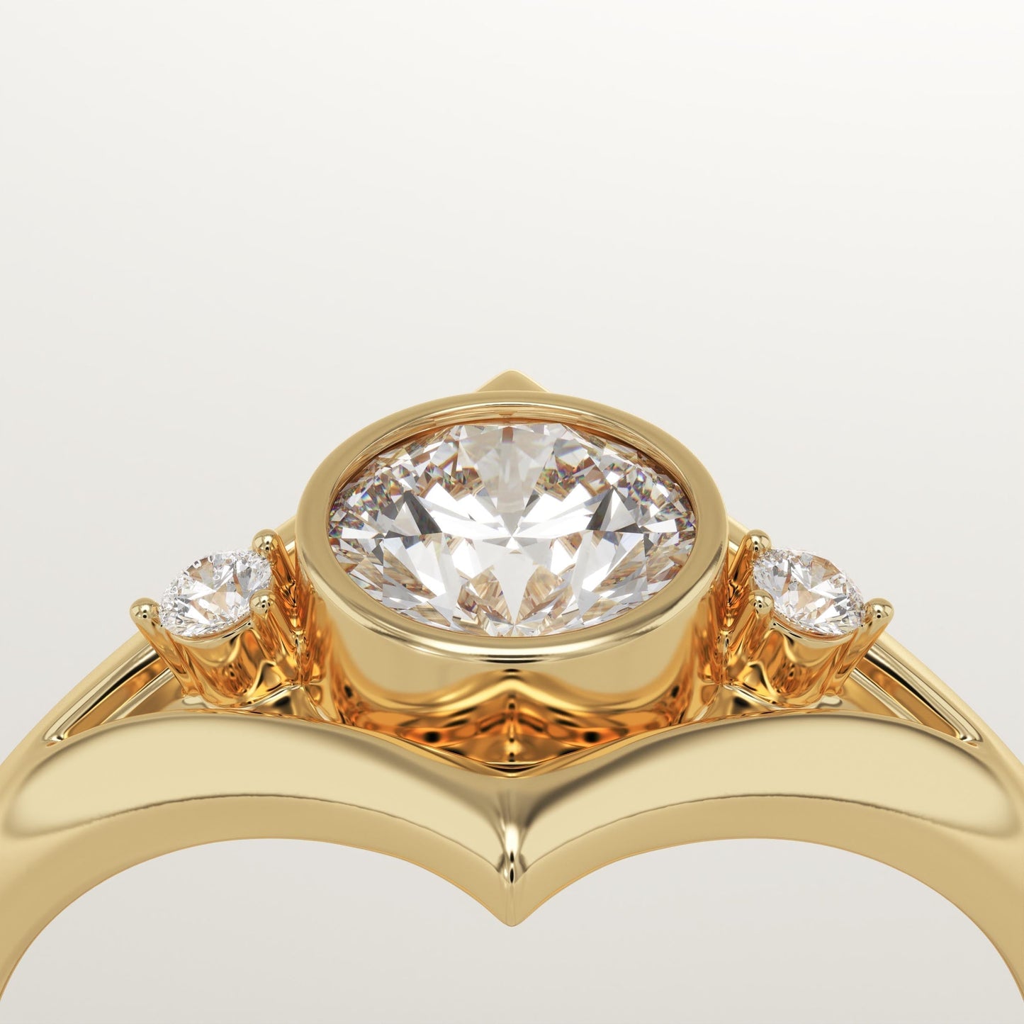 Round Cut Three Stone Lab-Grown Diamond Engagement Ring