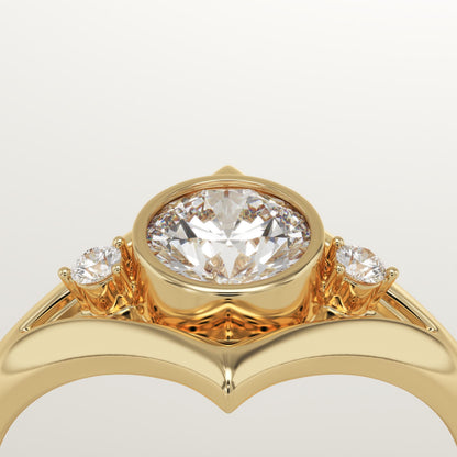 Round Cut Three Stone Lab-Grown Diamond Engagement Ring