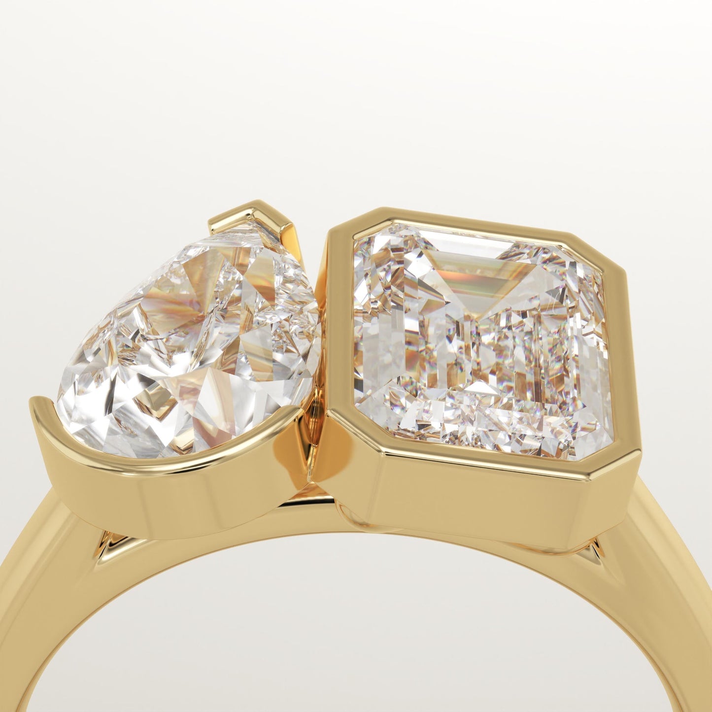 3 TCW Pear & Emerald Cut Toi Et Moi Lab-Grown Diamond Engagement Ring