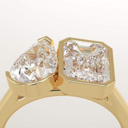 3 TCW Pear & Emerald Cut Toi Et Moi Lab-Grown Diamond Engagement Ring