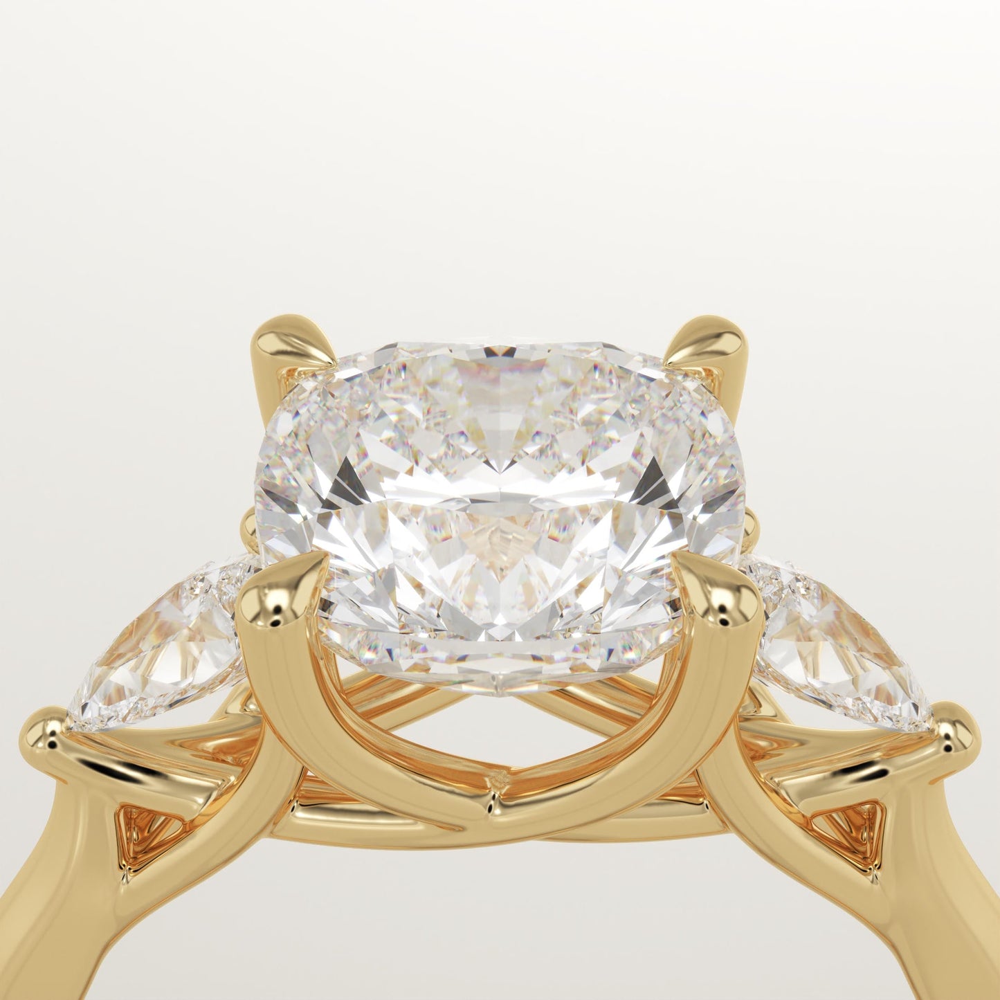 Cushion Cut Three Stone Lab-Grown Diamond Engagement Ring