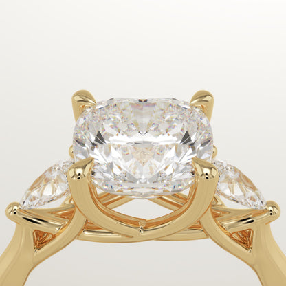 Cushion Cut Three Stone Lab-Grown Diamond Engagement Ring