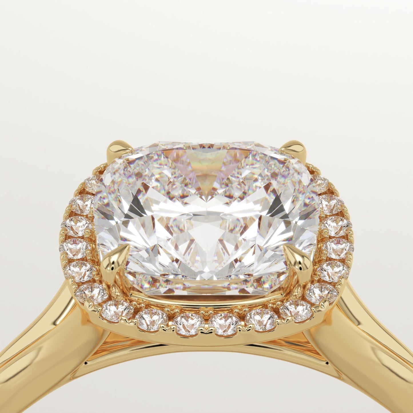 Cushion Cut Halo Split Shank Lab-Grown Diamond Engagement Ring