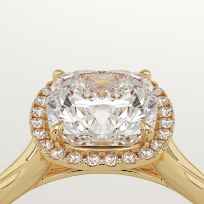 Cushion Cut Halo Split Shank Lab-Grown Diamond Engagement Ring