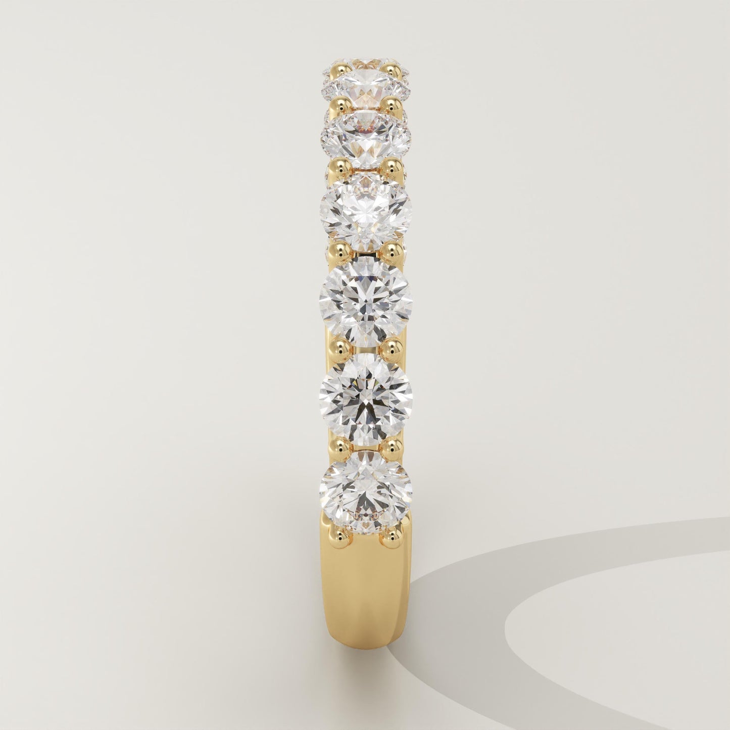 1.1 TCW Round Lab-Grown Diamond Half Eternity Wedding Band