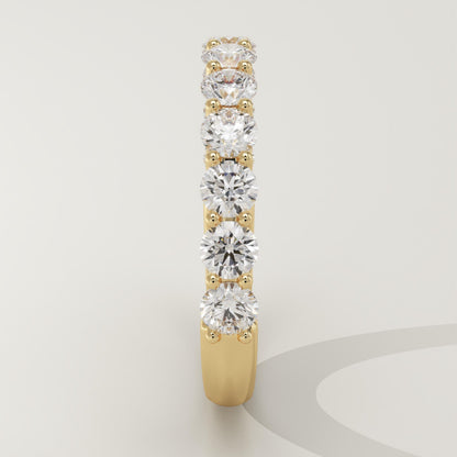 1.1 TCW Round Lab-Grown Diamond Half Eternity Wedding Band