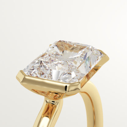 2 CT Radiant Cut Half Bezel Moissanite Engagement Ring
