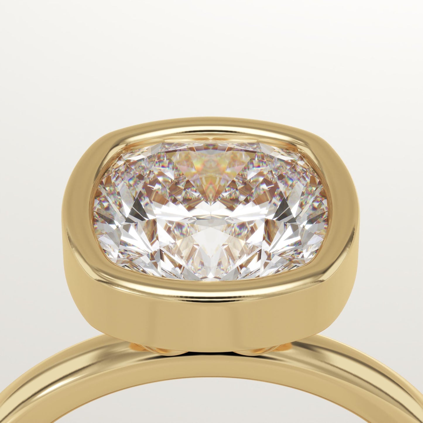 Cushion Cut Bezel Lab-Grown Diamond Engagement Ring