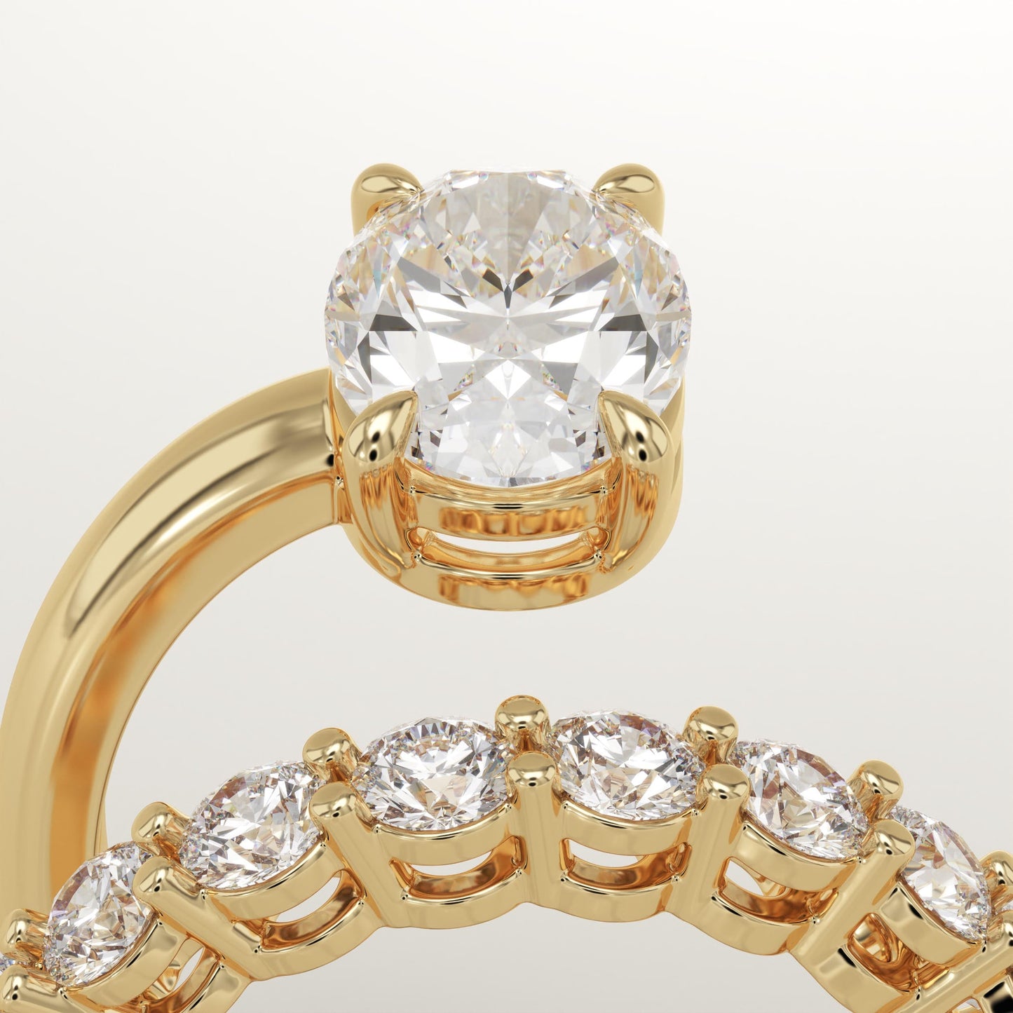 Oval Cut Pave Lab-Grown Diamond Engagement Ring