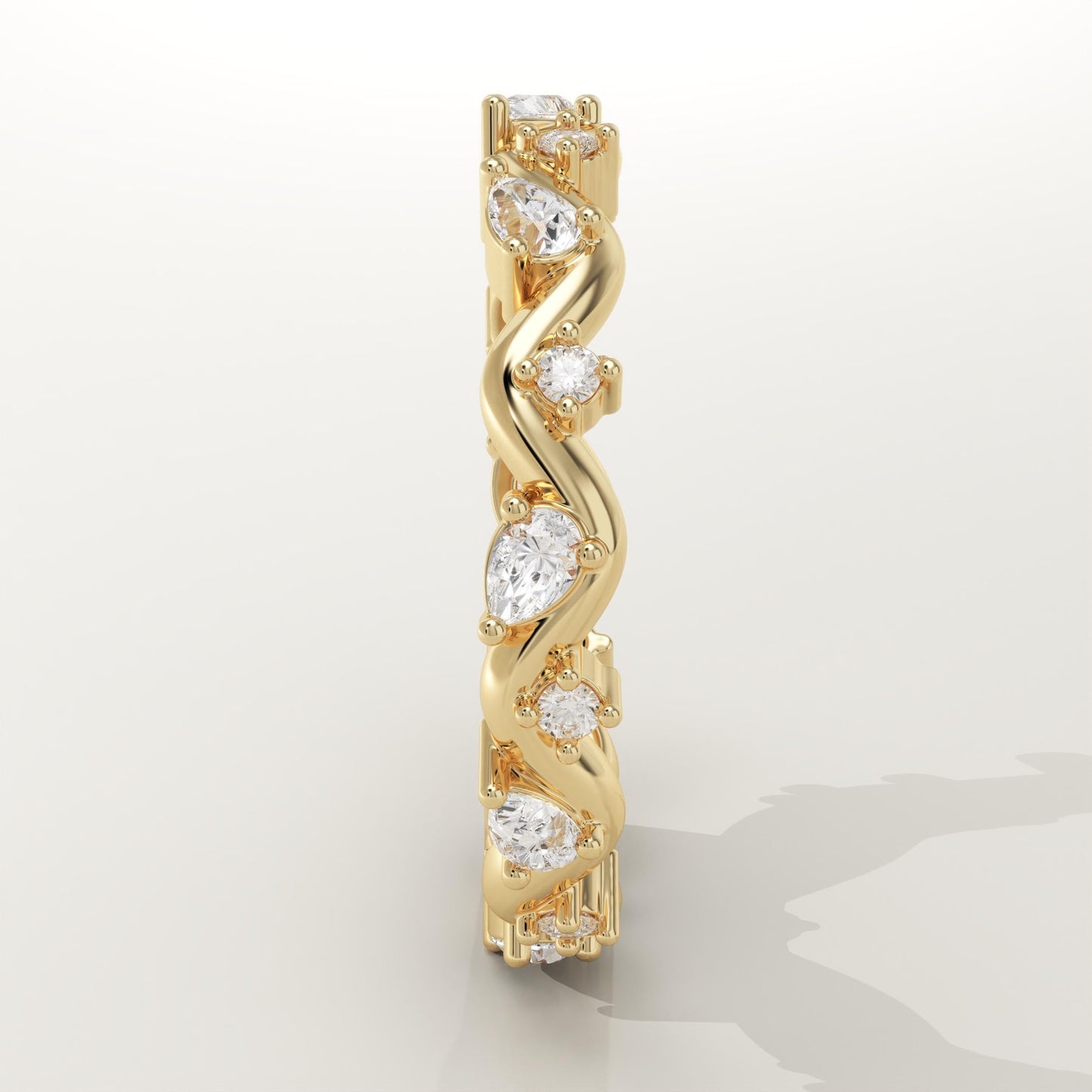 0.56 TCW Round & Pear Lab-Grown Diamond Curved Wedding Band